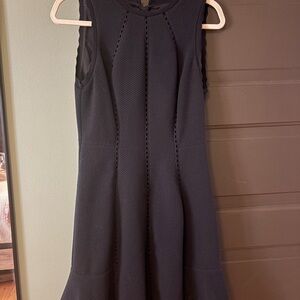 Rebecca Taylor Black Textured Sleeveless Fit-and-Flare Dress